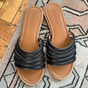Madewell Black Leather Slide Sandals